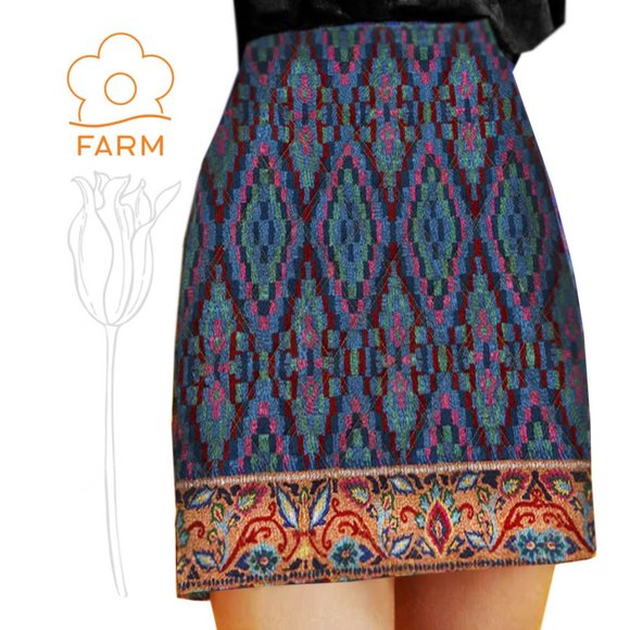 FARM Rio Dresses & Skirts - FARM RIO Tapestry Scarf Blue Mini Skirt M
